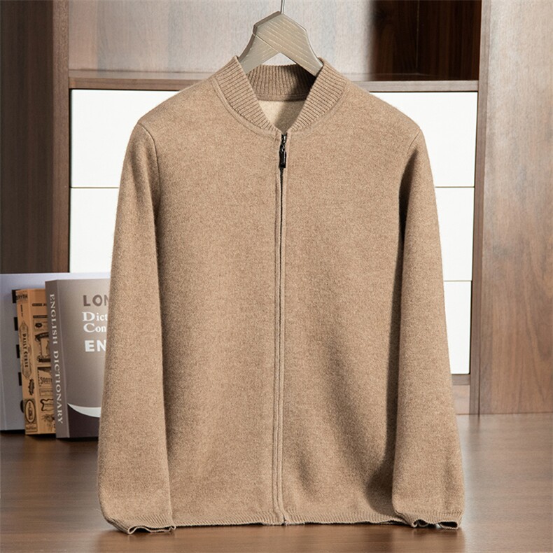秋冬新款男士羊绒开衫高级感百搭长袖外套时尚休闲拉链毛衣，男装羊绒开衫，牧群羊绒