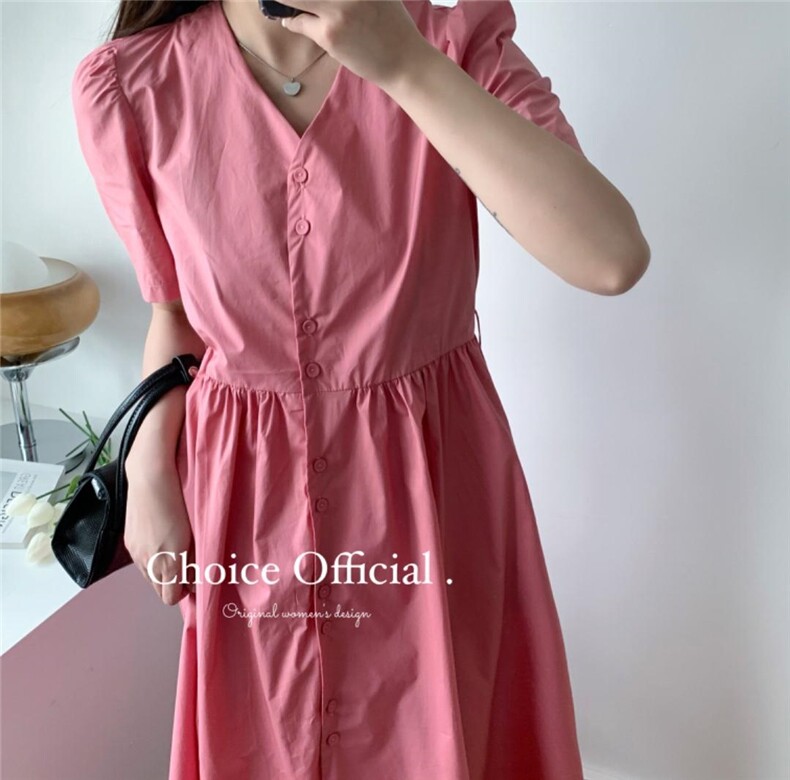 【NEW】推荐！跑量款纯色连衣裙x009#,女装连衣裙,CHOICE 初袖