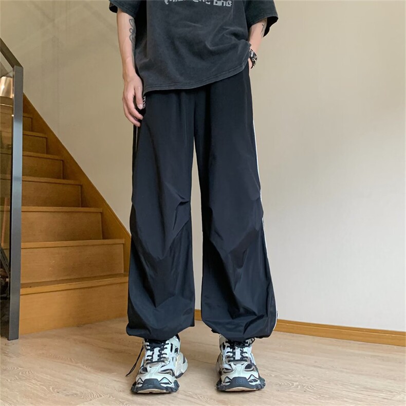 美式复古条纹运动裤子宽松设计感小众高街学院风休闲裤MK162-P40,男装休闲裤,星座1008
