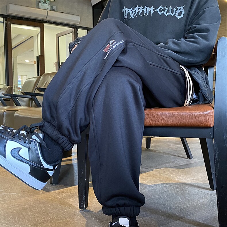加绒加厚休闲运动卫裤男美式针织束脚裤715-6-BX11P55（控78）,男装休闲裤,星座715-6