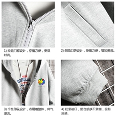 KS21101-P38连帽开衫卫衣男运动外套大码班服网格挂拍，男装卫衣，电商A040A