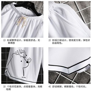 LQ64166-P19 篮球夜跑运动短裤男大码宽松冰丝五分裤大裤衩 网格图片