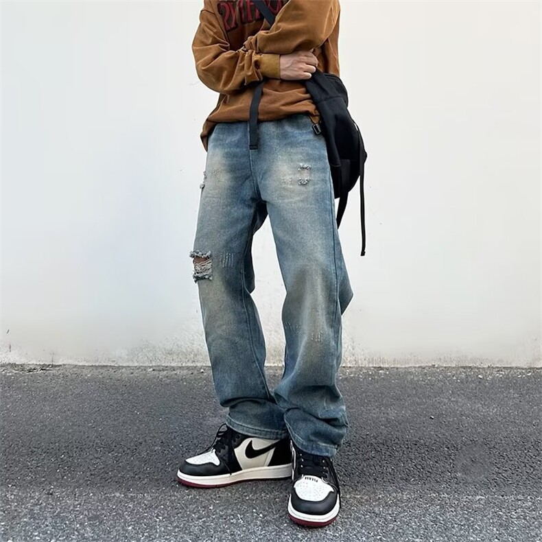 牛仔裤男秋季潮大码休闲裤子高街N8821P42,男装牛仔裤,星座1116-2