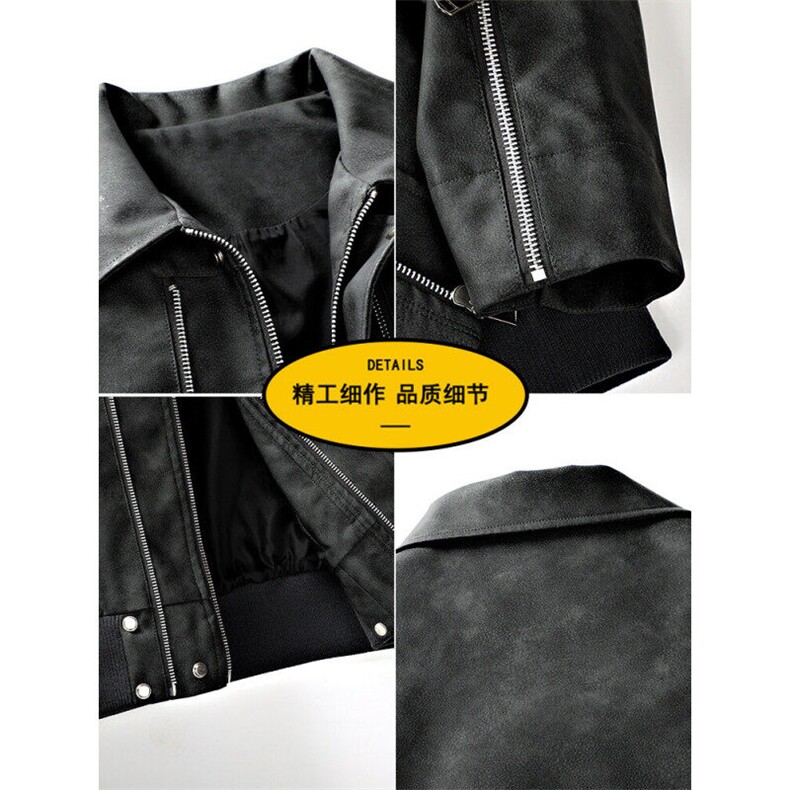 主推美拉德咖色皮衣外套春款新款翻领工装A436-2519-P85128,男装皮衣,电商A436