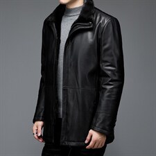 AL28001男式冬季头层绵羊皮水貂内胆派克服皮衣男夹克P1900图片