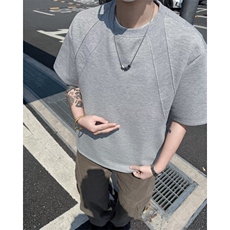 WJ0160-P33夏季短袖t恤男潮牌ins宽松半袖青少年拼接圆领体恤，男装T恤，电商C233