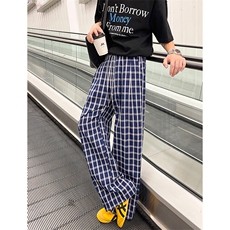 复古格子休闲裤5X1059-TP2549港风宽松慵懒风阔腿拖地裤男女，男装休闲裤，电商A102