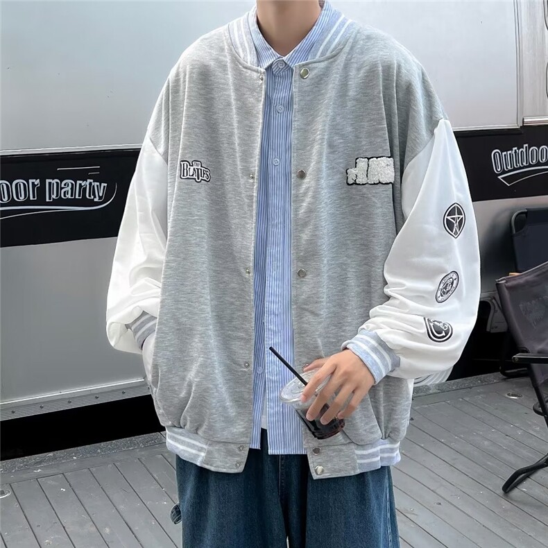 棒球服男韩版潮流夹克ins高街休闲衣服秋季潮牌宽松外套W3712-P34,男装夹克,星座412-3