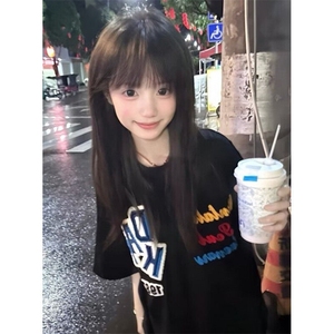 短袖t恤女夏季宽松小众设计感潮牌ins半袖重工上衣服 TDC015图片
