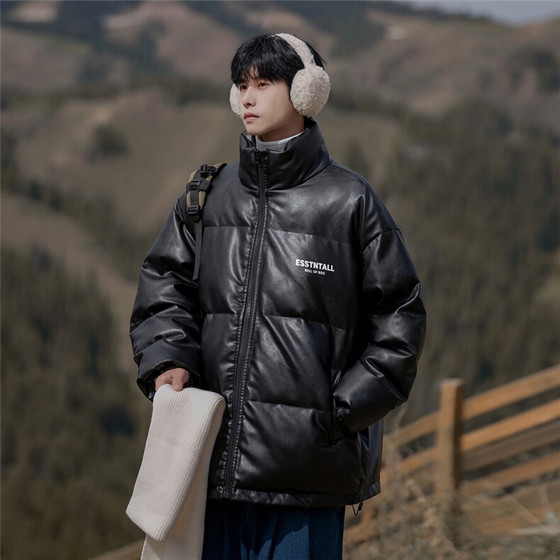 特批山系百搭宽松休闲立领PU皮棉服A247-MY84501特批95控158,男装棉衣,电商A247