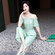 2021年夏季连衣裙时尚气质简约优雅百搭修身格子甜美，女装连衣裙，悠米
