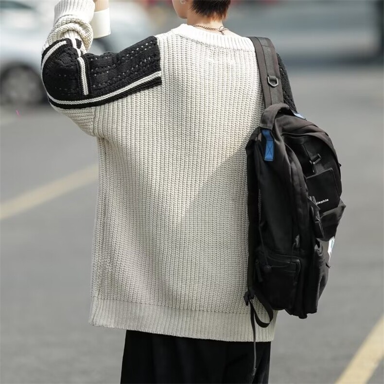 美式街头设计感圆领毛衣男慵懒风休闲针织衫B610P45,男装针织衫/毛衣,星座1116-2