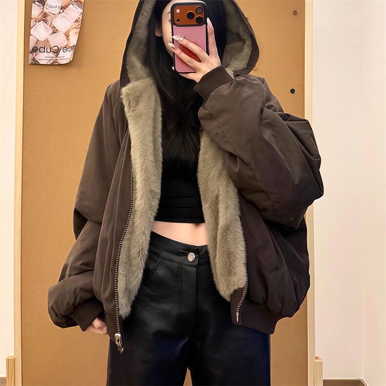 两面穿现货重磅短款座山雕棉衣男女双面穿毛毛绒棉服加厚外套，男装棉衣，电商A486-1