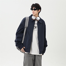 春季新款港风日系复古纯色短款翻领夹克外套XZ213-JK10-P60控98，男装夹克，星座213