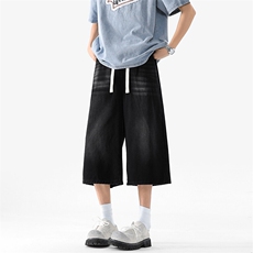 水洗牛仔七分裤男夏季新款2025美式复古阔腿中裤子-A2023P38控68，男装牛仔裤，电商B241