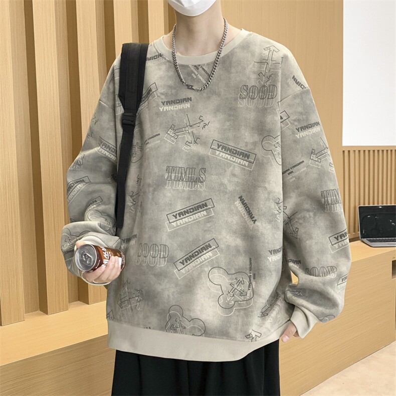 大码秋冬潮流印花卫衣男宽松休闲W9915,男装卫衣,星座1107-1