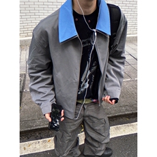 撞色翻领工装夹克宽松刺绣开衫外套JK1020特P63，男装夹克，星座908-1