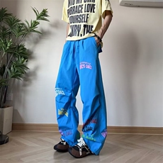 2025新款宽松休闲裤男韩版潮流百搭裤子夏季薄款坠感阔腿拖地长裤，男装休闲裤，四季星座505