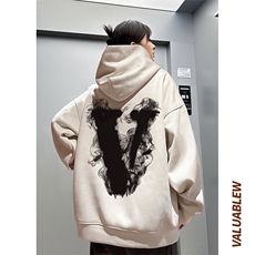 ！麂皮绒连帽卫衣直播品质重磅400克烟雾v印花JL132-P45控78，男装卫衣，星座508（原C305）