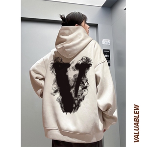 ！麂皮绒连帽卫衣 直播品质重磅400克烟雾v印花JL132-P45控78图片