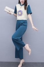 芷墨夏装新款时尚复古套装刺绣套装阔腿裤套装女，商品下架区，芷墨服饰