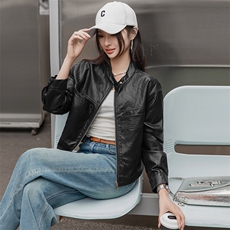 主推皮衣女外套2025春秋新款复古美式酷帅短款夹克上衣，女装皮衣，跑量工厂店
