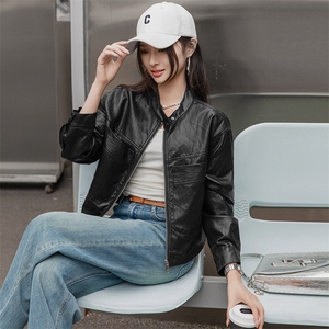 主推皮衣女外套2025春秋新款复古美式酷帅短款夹克上衣图片