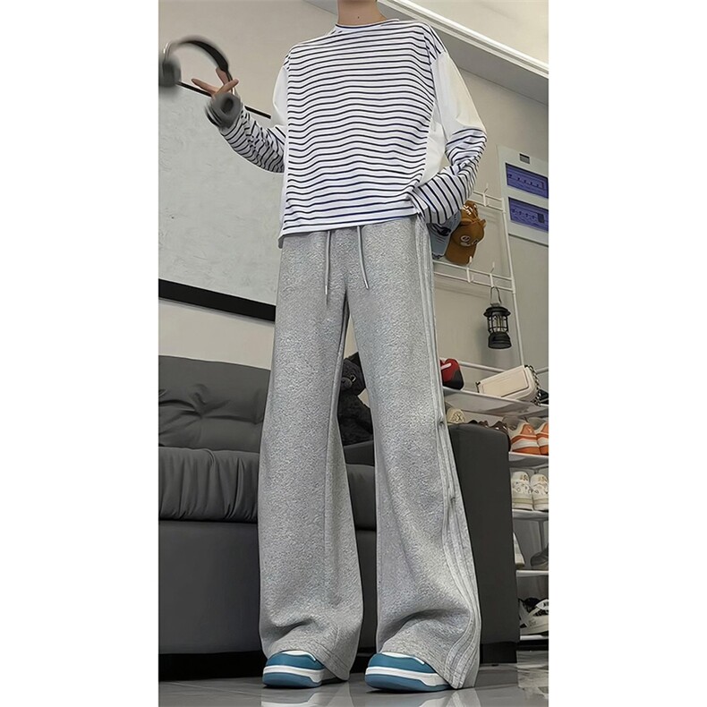 现货美式侧边条纹休闲卫裤男秋季新款宽松阔腿裤子-A2250TP45控68,男装休闲裤,电商B241