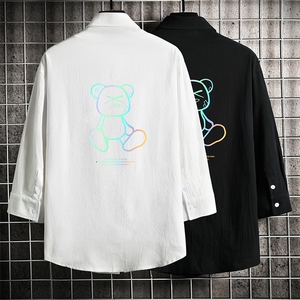 QC58139-P45 亚七分袖衬衫男大码五分袖衬衣男短袖 网格挂拍图片