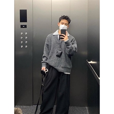 北极绒质量高质量重磅假两件宽松百搭针织衫毛衣MY081-P70，男装针织衫/毛衣，星座313A(原308A-2)