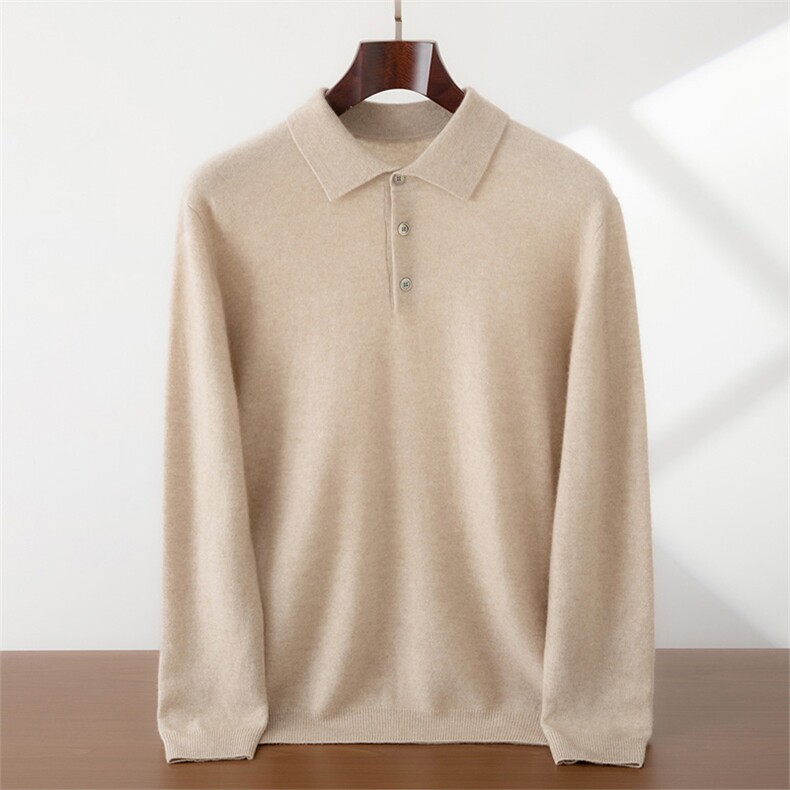 2025年秋季时尚百搭通勤简约男士羊绒衫平面polo领，男装羊绒套衫，蜜暖羊
