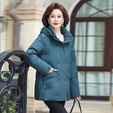 中年妈妈洋气羽绒服中年女新冬装白鸭绒棉袄中老年连帽外套时尚，男装羽绒服，电商B212（原钱塘6029）
