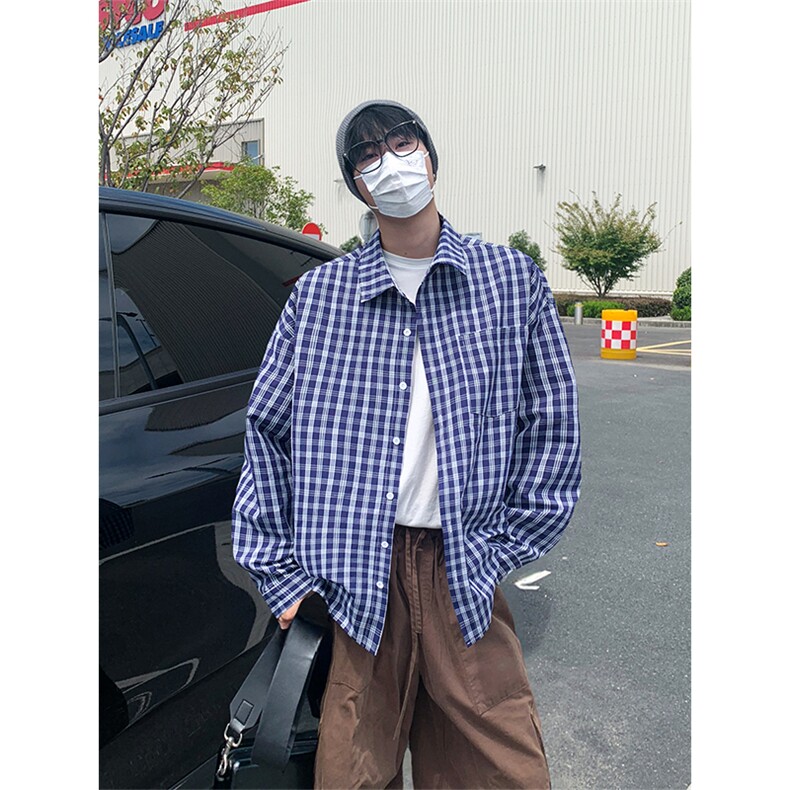 秋季新款格子衬衫男宽松休闲百搭高级感上衣C2269-特价36,男装衬衫,电商A007
