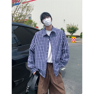 秋季新款格子衬衫男宽松休闲百搭高级感上衣C2269-特价36图片