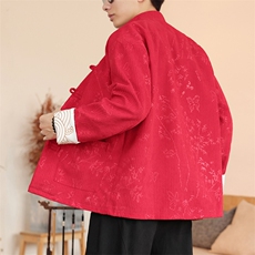 秋冬复古盘扣灯芯绒休闲夹克外套唐装新中式宽松男女H337/P110，男装夹克，钱塘713