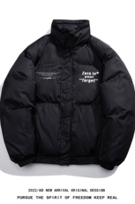 白鸭绒白底22冬季新款潮流字母印花保暖立领羽绒服YR227P195控258，男装羽绒服，电商A247-1