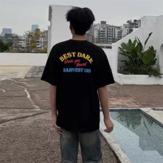 万针全刺绣工艺抖音得物高品质260克重磅纯棉双纱美式高街短袖T恤，男装T恤，电商A486