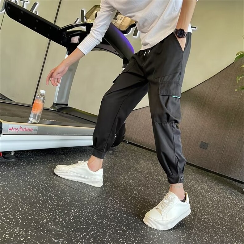 新款工装裤宽松束脚痞帅九分裤小脚修身裤子男夏季薄款休闲K213，男装工装外套，星座1116A-2（原606A-1）