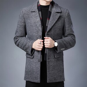 男士冬季毛呢大衣外套羊毛中长款呢子商务休闲上衣SJM8238-P180，男装毛呢大衣，电商B212（原钱塘6029）