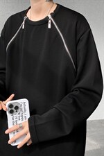 斜开拉链高品质垫肩小众机车高街痞帅潮男打底衫长袖T恤特P48，男装T恤，电商B319