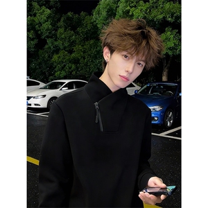 美式斜拉链卫衣男秋冬加绒长袖T恤XZ514-2-HWY58-常规P23 加绒P28图片