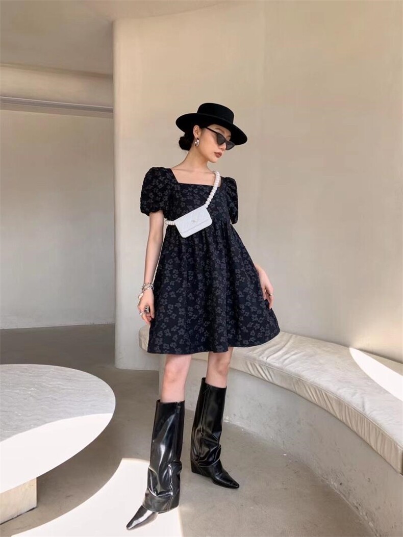 （现货）夏季新款泡泡袖立体印花连衣裙，女装连衣裙，AUDREY WANG