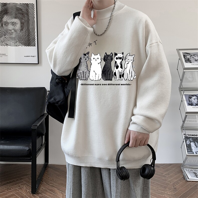 控68半高领毛衣男士大码针织衫男毛线衣男M18100-P45加绒款-P65,男装针织衫/毛衣,电商A040