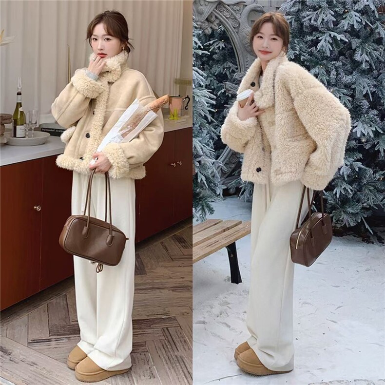 大货已出冬装双面穿加厚羊羔毛皮毛一体浙宝208-8057-P185K278，女装羊羔毛/颗粒绒，浙宝208