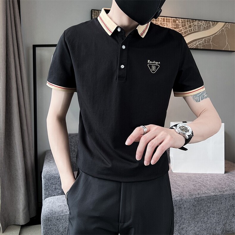 3039-P40精神小伙衫男士短袖t恤夏季新款潮牌潮流修身，男装Polo衫，电商D310B