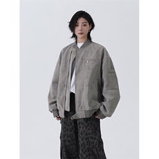 港风美式潮流麂皮绒短款飞行员夹克XZ213-JK7777-P108控128，男装夹克，星座213