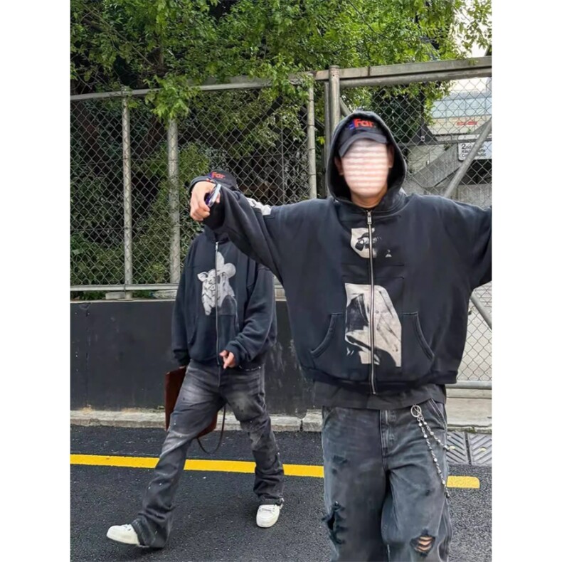 麦当娜贴布拉链连帽衫卫衣WY228特P56,男装卫衣,星座908-1