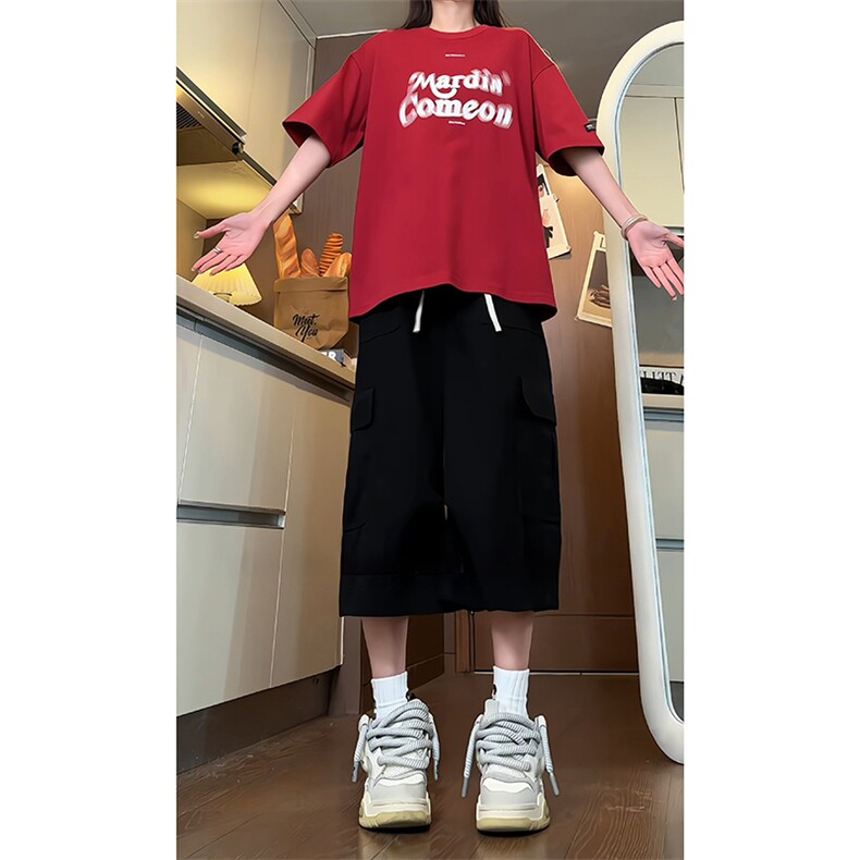 夏季美式复古高街工装七分裤男多口袋阔腿休闲裤子-A2018TP45控68,男装牛仔裤,电商B241