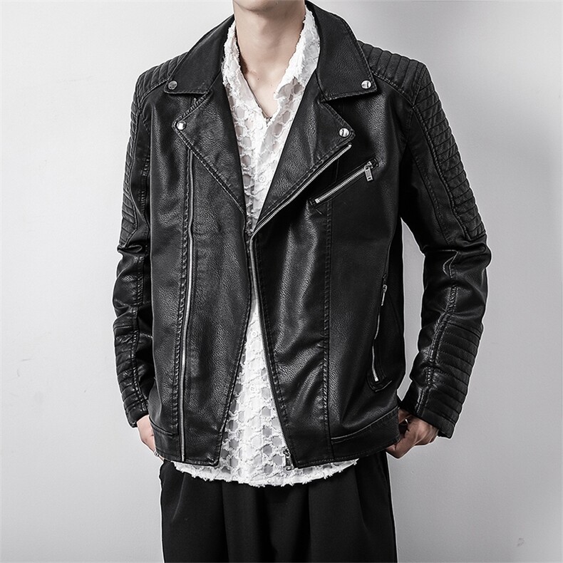 JK713-P90男士夹克修身上衣潮牌帅气机车皮衣青年皮夹克男外套,男装夹克,电商D310B-1