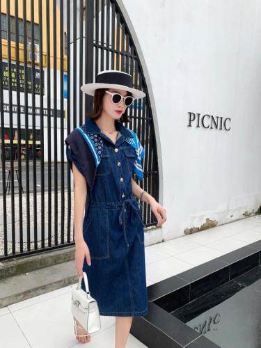 连衣裙薄料配丝巾，女装连衣裙，雪儿诱惑